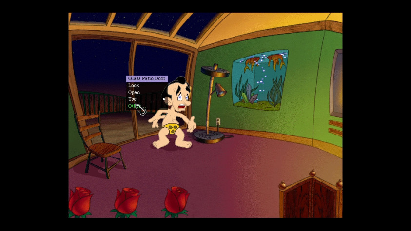 Кадр из Leisure Suit Larry: Love for Sail, где использовалось меню с глаголами...